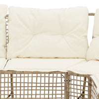 Thumbnail for Gartensofa in L-Form mit Kissen und Fußbank Beige Poly Rattan