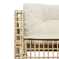 Thumbnail for Gartensofa in L-Form mit Kissen und Fußbank Beige Poly Rattan