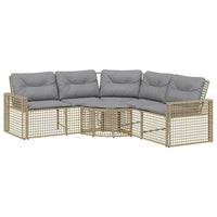 Thumbnail for Gartensofa in L-Form mit Kissen und Fußbank Beige Poly Rattan
