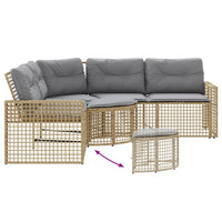 Thumbnail for Gartensofa in L-Form mit Kissen und Fußbank Beige Poly Rattan