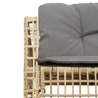 Thumbnail for Gartensofa in L-Form mit Kissen und Fußbank Beige Poly Rattan
