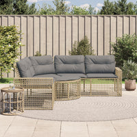 Thumbnail for Gartensofa in L-Form mit Kissen und Fußbank Beige Poly Rattan