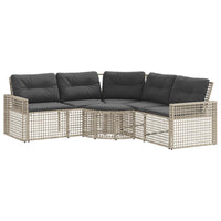Thumbnail for Gartensofa in L-Form mit Kissen und Fußbank Hellgrau Polyrattan