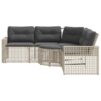 Thumbnail for Gartensofa in L-Form mit Kissen und Fußbank Hellgrau Polyrattan