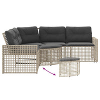 Thumbnail for Gartensofa in L-Form mit Kissen und Fußbank Hellgrau Polyrattan
