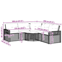 Thumbnail for Gartensofa in L-Form mit Kissen und Fußbank Hellgrau Polyrattan