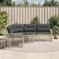 Thumbnail for Gartensofa in L-Form mit Kissen und Fußbank Hellgrau Polyrattan