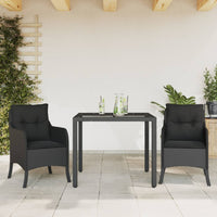 Thumbnail for 3-tlg. Garten-Essgruppe mit Kissen Schwarz Poly Rattan