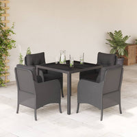 Thumbnail for 5-tlg. Garten-Essgruppe mit Kissen Schwarz Poly Rattan