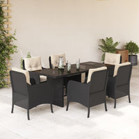 Thumbnail for 7-tlg. Garten-Essgruppe mit Kissen Schwarz Poly Rattan