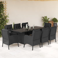 Thumbnail for 9-tlg. Garten-Essgruppe mit Kissen Schwarz Poly Rattan