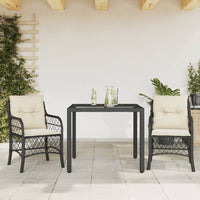 Thumbnail for 3-tlg. Bistro-Set mit Kissen Schwarz Poly Rattan