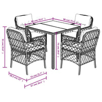 Thumbnail for 5-tlg. Garten-Essgruppe mit Kissen Schwarz Poly Rattan
