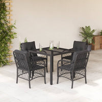 Thumbnail for 5-tlg. Garten-Essgruppe mit Kissen Schwarz Poly Rattan