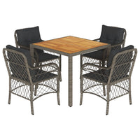 Thumbnail for 5-tlg. Garten-Essgruppe mit Kissen Grau Poly Rattan