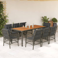 Thumbnail for 9-tlg. Garten-Essgruppe mit Kissen Grau Poly Rattan