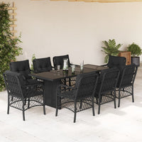 Thumbnail for 9-tlg. Garten-Essgruppe mit Kissen Schwarz Poly Rattan