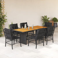 Thumbnail for 7-tlg. Garten-Essgruppe mit Kissen Schwarz Poly Rattan