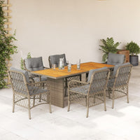 Thumbnail for 7-tlg. Garten-Essgruppe mit Kissen Beigemischung Poly Rattan