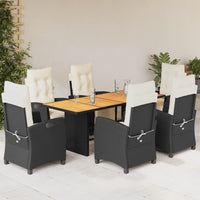 Thumbnail for 7-tlg. Garten-Essgruppe mit Kissen Schwarz Poly Rattan