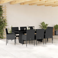 Thumbnail for 9-tlg. Garten-Essgruppe mit Kissen Schwarz Poly Rattan