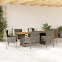 Thumbnail for 7-tlg. Garten-Essgruppe mit Kissen Grau Poly Rattan