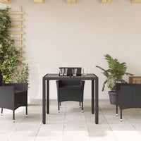 Thumbnail for Gartentisch mit Glasplatte Schwarz 90x90x75 cm Poly Rattan