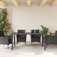 Thumbnail for Gartentisch mit Glasplatte Schwarz 150x90x75 cm Poly Rattan