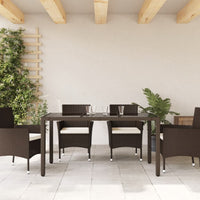 Thumbnail for Gartentisch mit Glasplatte Braun 150x90x75 cm Poly Rattan