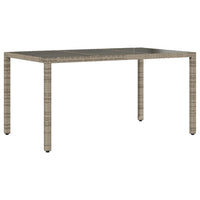 Thumbnail for Gartentisch mit Glasplatte Grau 150x90x75 cm Poly Rattan