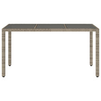 Thumbnail for Gartentisch mit Glasplatte Grau 150x90x75 cm Poly Rattan