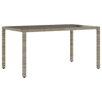 Thumbnail for Gartentisch mit Glasplatte Grau 150x90x75 cm Poly Rattan
