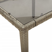 Thumbnail for Gartentisch mit Glasplatte Grau 150x90x75 cm Poly Rattan