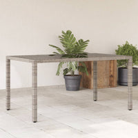 Thumbnail for Gartentisch mit Glasplatte Grau 150x90x75 cm Poly Rattan