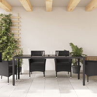 Thumbnail for Gartentisch mit Glasplatte Schwarz 190x90x75 cm Poly Rattan