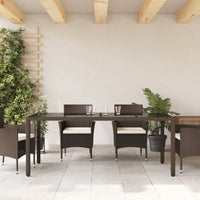 Thumbnail for Gartentisch mit Glasplatte Braun 190x90x75 cm Poly Rattan