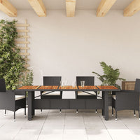 Thumbnail for Gartentisch mit Holzplatte Schwarz 240x90x75 cm Poly Rattan