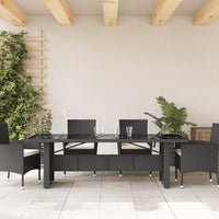 Thumbnail for Gartentisch mit Glasplatte Schwarz 240x90x75 cm Poly Rattan