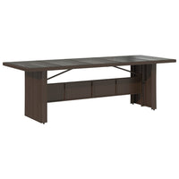 Thumbnail for Gartentisch mit Glasplatte Braun 240x90x75 cm Poly Rattan