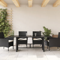 Thumbnail for Gartentisch mit Glasplatte Schwarz 190x80x75 cm Poly Rattan