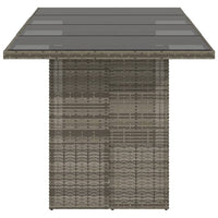 Thumbnail for Gartentisch mit Glasplatte Grau 190x80x75 cm Poly Rattan