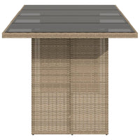 Thumbnail for Gartentisch mit Glasplatte Beige 190x80x75 cm Poly Rattan