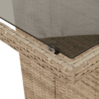 Thumbnail for Gartentisch mit Glasplatte Beige 190x80x75 cm Poly Rattan