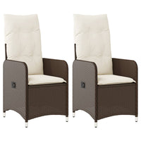 Thumbnail for Gartensessel mit Kissen 2 Stk. Verstellbar Braun Poly Rattan