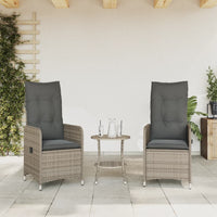 Thumbnail for Gartensessel mit Kissen 2 Stk. Verstellbar Grau Poly Rattan