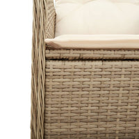 Thumbnail for Gartensessel mit Kissen 2 Stk. Verstellbar Beige Poly Rattan