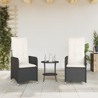Thumbnail for Outdoor-Lehnstühle 2 Stk. mit Tisch Schwarz Poly-Rattan