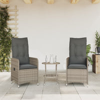 Thumbnail for Outdoor-Lehnstühle 2 Stk. mit Tisch Grau Poly Rattan