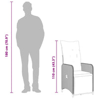 Thumbnail for Gartensessel mit Kissen 2 Stk. Verstellbar Grau Poly Rattan