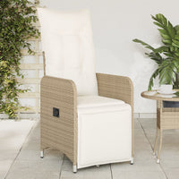 Thumbnail for Gartensessel mit Kissen 2 Stk. Verstellbar Beige Poly Rattan